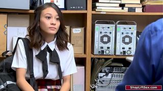 19 years old hot asian school girl sucks guards cock