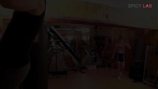 Horny Sara Bell fuck her personal trainer in the gym
